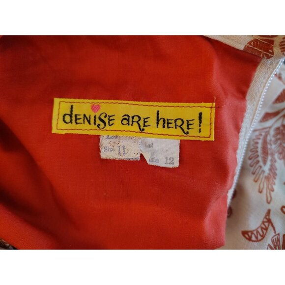 Vintage Denise Are Here Sleeveless Jumper Dress, Size 11/12 Beige Maroon Flower - Picture 5 of 7